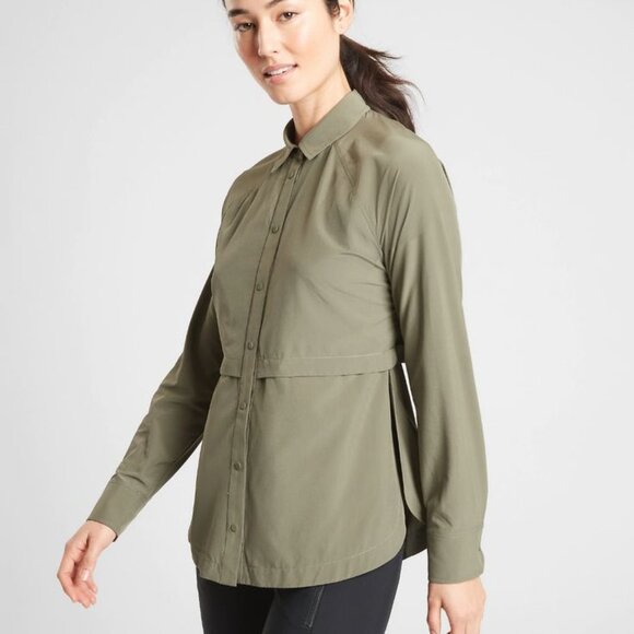 Athleta Tops - Athleta Women's NorthStar Shirt, Olive Green, Featherweight Stretch size Medium